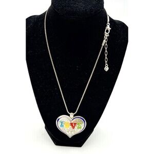 Brighton SUMMER OF LOVE Reversible Enameled Heart Pendant Necklace Retired